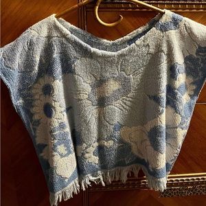 Vintage Towel Upcycled Floral Top OOAK Sz L XL